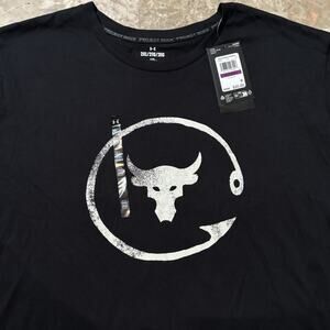 Under Armour Project Rock Shirt Mens 2XL Black Basic Logo Short Sleeve Gym NEW